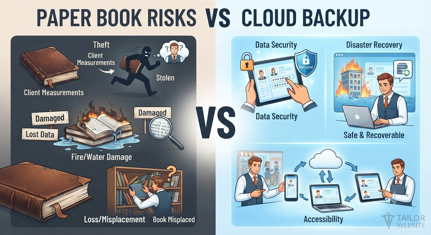 Risks of a paper measurement book compared with digital cloud backup